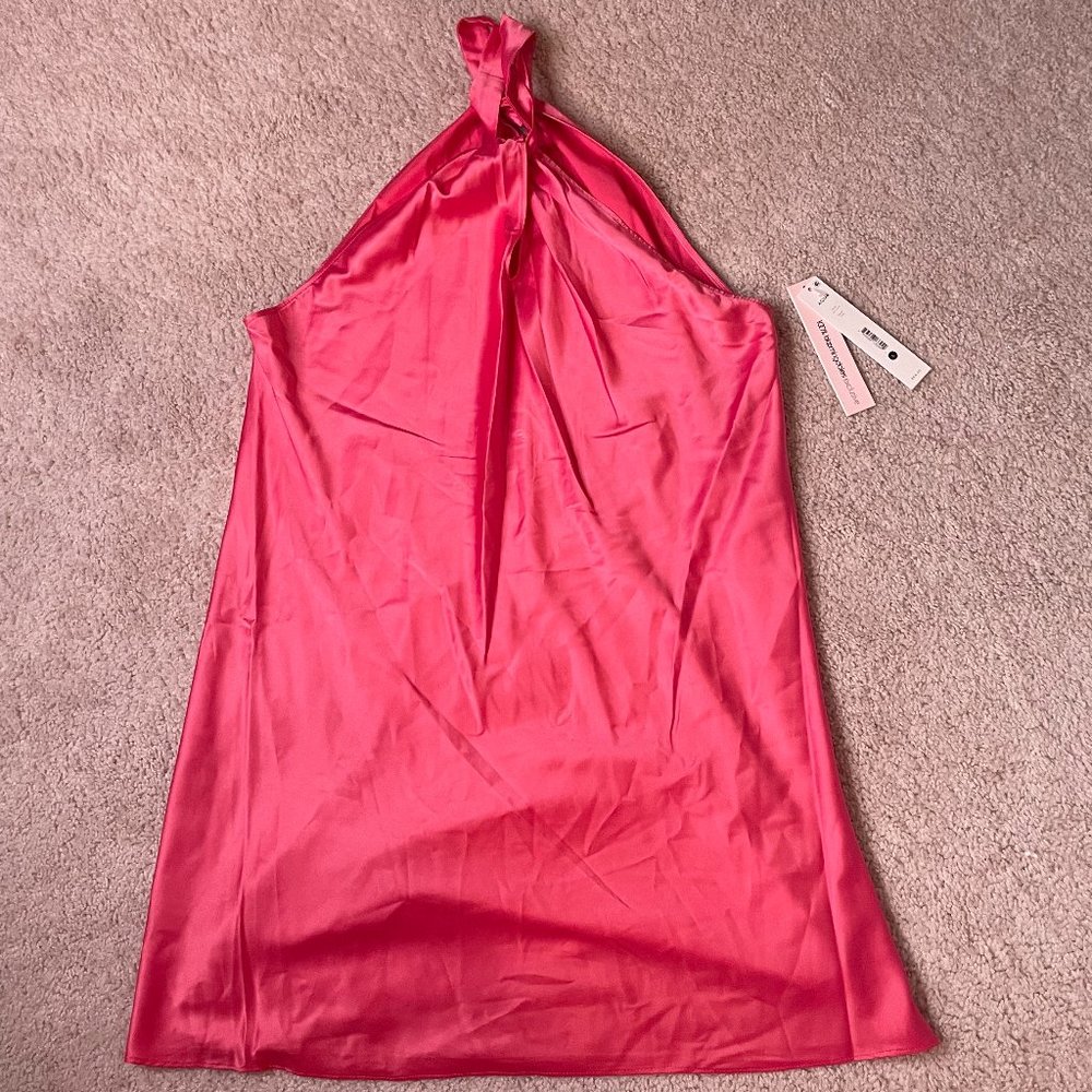 Aqua Hot Pink Silk Mini Dress Size L